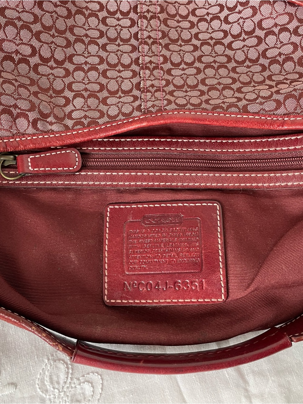 Vintage Coach Soho Mini Signature Hobo Bag Burgundy Canvas Suede Y2K 6351 - Picture 5 of 14